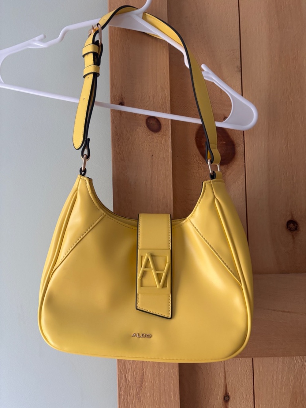 Aldo Bright Yellow Shoulder Bag with Logo Accent